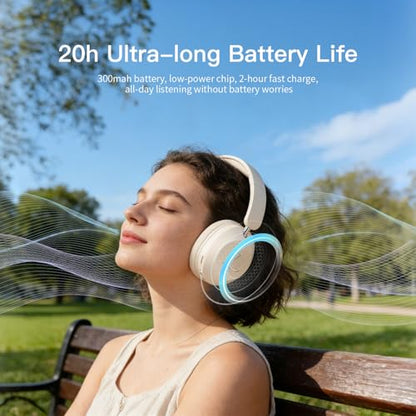 Wireless Over-Ear Headphones, Noise Cancelling Bluetooth Headphones with Microphone, Bluetooth 5.3, Foldable Lightweight Headset for Airplane Travel Home Office, White - color: White