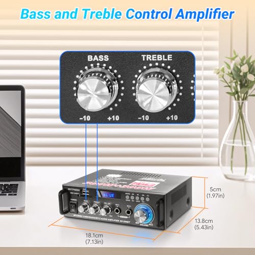 Bluetooth Stereo Receiver Amplifier,RMS 40W x 2 Peak Power 600W | Home Audio Amp with FM Radio,USB/SD,Amplifier for Home Theater Karaoke,Garage &Outdoor Speakers