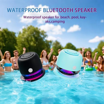 IPX67 Waterproof Shower Bluetooth Speaker,Magnetic Speakers,Wireless Induction Bluetooth Speaker with 6 RGB Light,Ideal Gift for Men,Women,Outdoor,Camping,Party,Room,Car,Home (Cyan Green)