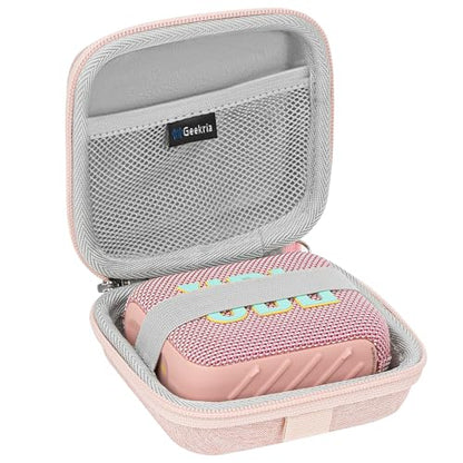 Geekria Shield Speaker Case Compatible with JBL Go 5/4/3, Go 3 Eco Cover, Replacement Hard Shell Portable Speaker Protective Carrying Bag with Cable Storage, Keychain Carabiner (Pink) - color: Pink