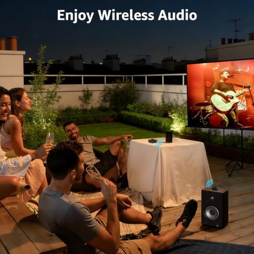 1Mii Wireless Audio Transmitter Receiver Set (1 TX + 1 RX) for TV | Wireless Audio Adapter with RCA/AUX out, 25ms Low Latency 262ft Long Range, for TV/Soundbar/Powered Speakers/Amplifier