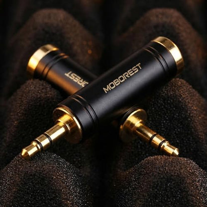MOBOREST 3.5mm ~ 0.25인치 잭 어댑터 헤드폰 어댑트, 퓨어 구리, 블랙 2P | 1/8 ~ 1/4 Aux 컨버터, 기타 앰프, 믹서, 스튜디오, 홈 시어터 및 라이브 무대 사용을 위한 솔리드 황동 6.35mm 헤드셋 어댑터 - color: 블랙-2개