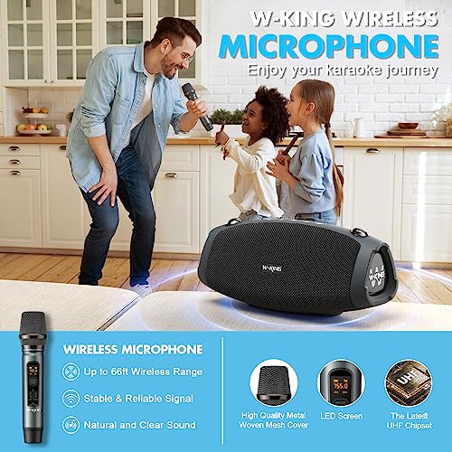W-KING Portable Loud Bluetooth Speakers, 120W Max with Wireless Microphone
