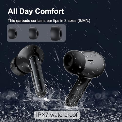 Ear buds, Wireless Earbuds, 56Hrs, BT5.3 Headphones, ENC, IPX7 for iPhone | Bluetooth 5.3, Hi-Fi Stereo Deep Bass, 4 ENC Noise Cancelling Headphones Mics, Ear Buds for iPhone Android Phones Laptop