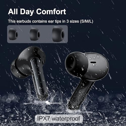 Ear buds, Wireless Earbuds, 56Hrs, BT5.3 Headphones, ENC, IPX7 for iPhone | Bluetooth 5.3, Hi-Fi Stereo Deep Bass, 4 ENC Noise Cancelling Headphones Mics, Ear Buds for iPhone Android Phones Laptop