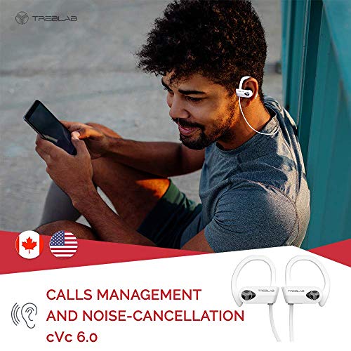 TREBLAB XR500 Bluetooth Running Headphones, IPX7 Waterproof | Noise Cancelling, Secure-Fit, Wireless Sport Earbuds with Mic