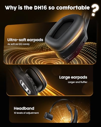 Trucker Bluetooth Headset, Wireless Headset with Noise Canceling Mic & Mute Button, Bluetooth Headset for Truck Driver, Cell Phone, Computer(Red)