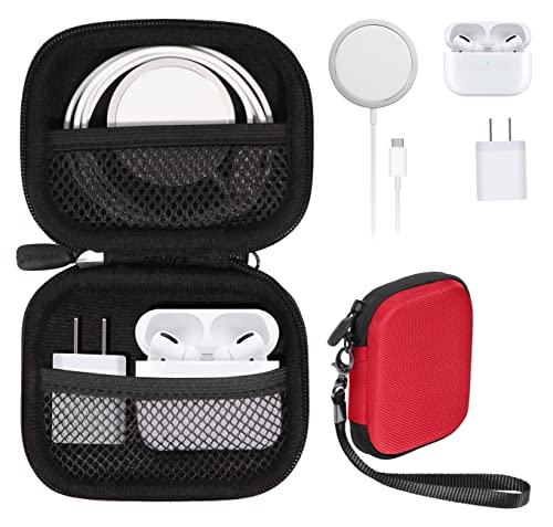 All-in-One Case for iPhone MagSafe Charger & Battery Pack, Storage for Accessories/Power Adapter/Charge Cable/Docks, Compatible with AirPods 4/ Pro 3/2/ 1 - color: Red