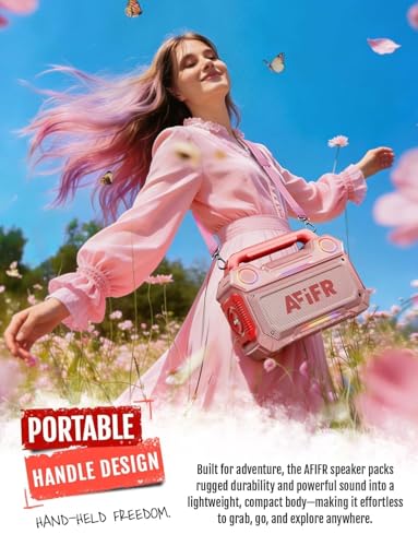 Outdoor Bluetooth Speaker 160W: IP67 Waterproof, 24H, TWS | Rugged portable speaker with deep bass, LED lights, TWS pairing for parties, beach, travel, camping, garage - color: Pink