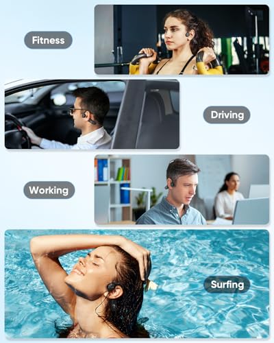 SAMVEK Swimming Headphones, IP68 Waterproof Bone Conduction Headphones for Swimming, Bluetooth 6.1 Swimming Headphone Underwater with MP3 Mode 32GB Memory for Running, Surfing, Cycling, Fitness