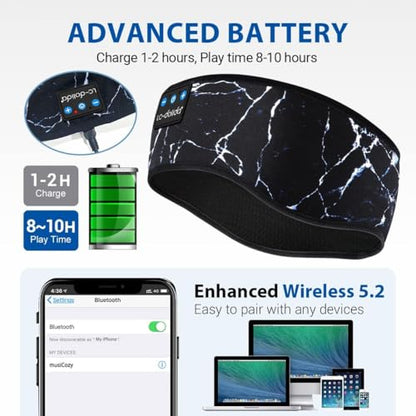 LC-dolida Sleep Headphones Bluetooth 5.4, Headband Headphones Earphones Wireless, Sleep Mask for Gifts,Workout,Jogging,Yoga（Lightning Pattern） - color: Lightning pattern