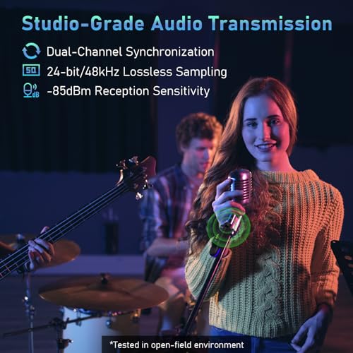 JOYO 2.4GHz Wireless XLR Microphone System, Plug-on Transmitter & Receiver for Dynamic Mics, 100ft Range, 24-bit/48kHz, 6-8Hr Battery, 4-Channel (MW-2)