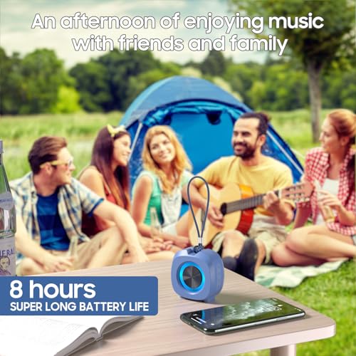 PEICHENG Speaker, Small Portable Bluetooth Wireless IPX5 Waterproof Shower Speaker,Loud Stereo Sound Deep Bass,Dual Pairing, RGB Lights,Long Playtime for Outdoor Party, Great Gift,1PC (Blue) - color: Blue