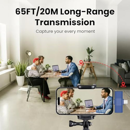 Wireless Lavalier Microphone for iPhone, Noise Cancelling - color: Blue, style: A2 (1TX+1RX)