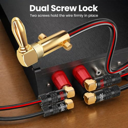 GEARit Right Angle Banana Plugs, 6 Pairs, 24K Gold-Plated, 14-20 AWG - color: Black and Red, size: Banana Plugs (90 Degree Right Angle - Flex Pin)