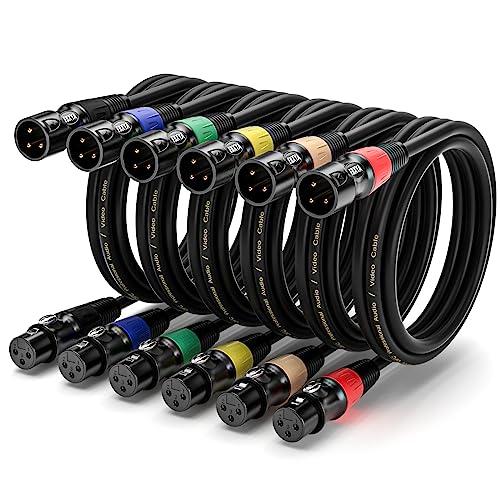 EBXYA 10ft XLR Cables 6-Pack - Male to Female Microphone Cable - size: 10ft, style: 6 Pack