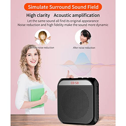 Portable Amplifier, Rechargeable Teacher Microphone, MiNi Amplifier System, Classroom Microphone, Tour Guide, Yoga Outdoor