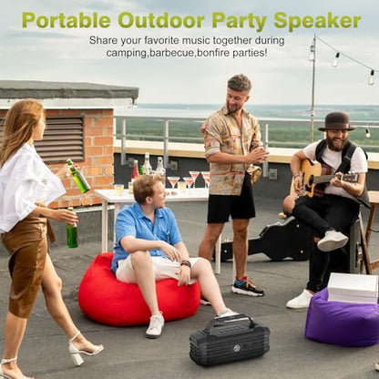 TOMPROAD Bluetooth Speaker 120W Peak 80W Portable Wireless Hi-Fi Loud Outdoor IPX6 Waterproof Big Party Speakers with Deep Bass, TWS Pairing, DSP Sound Boombox for Home Camping Beach - color: Black