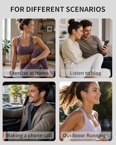 EUQQ Open Ear Earbuds –80H Playtime Open Ear Headphones,Over Ear Earbuds with Ergonomic Earhook,arbuds Wireless Bluetooth, Sweat & Water-Resistant Earphones, Running Headphones with Ultra-Lightweight