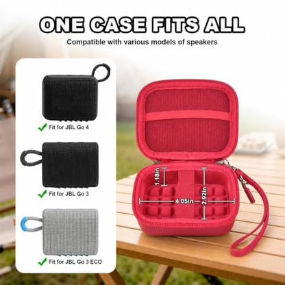 ANKHOH Hard Speaker Case for JBL Go 5/4/3 with Wrist Strap, Case Only - color: Red