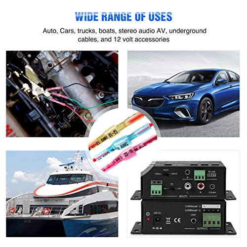 Nilight 250PCS Male Female Fully Insulated Heat Shrink Spade Terminal | Electrical Waterproof Wire Connectors for 22-16AWG 16-14AWG 12-10AWG Wires for Automotive Marine Wiring Project - color: 250Pcs Heat Shrink Spade Terminals