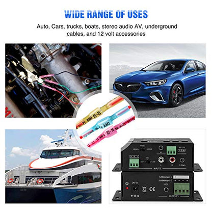 Nilight 250PCS Male Female Fully Insulated Heat Shrink Spade Terminal | Electrical Waterproof Wire Connectors for 22-16AWG 16-14AWG 12-10AWG Wires for Automotive Marine Wiring Project - color: 250Pcs Heat Shrink Spade Terminals