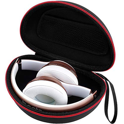 COMECASE Case for Beats Solo 4/Studio Pro Headphones with Mesh Pocket | Water-Resistant Hard Shell, Mesh Pocket for Cables, Travel Storage, Fits Solo 2/3, Solo Pro and Studio3, Black+Red Zipper - color: Black