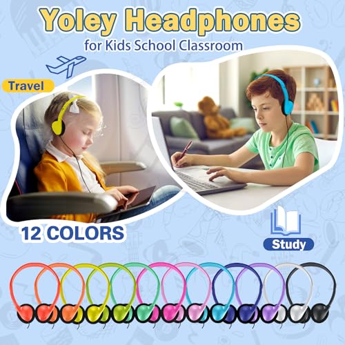 Classroom Headphones Bulk 50 Pack Class Set for School Students Kids and Adult -Sturdy Wired 3.5mm Plug (Mixed, 50 Pack) - color: Mixed, size: 50 Pack