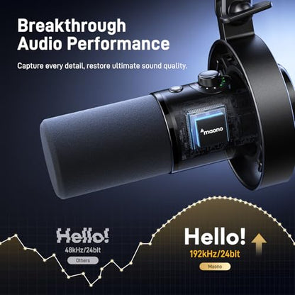 MAONO Podcast Equipment Bundle: USB XLR Dynamic Microphone and Audio Interface for Podcast Recording, Streaming(PD300X+E2 Gen2+XLR180)