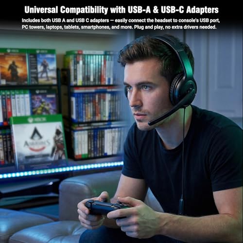 Joso Wired Headset with Mic, Gaming Headset for PS5/PS4/Xbox/Switch/PC/iPad/Mac/Tablet with 3.5mm to Type C & USB-A Adapter - Office Business, Remote Work, Coach, Gaming, Chat Headphone, Dual Ear - style: Dual Ear