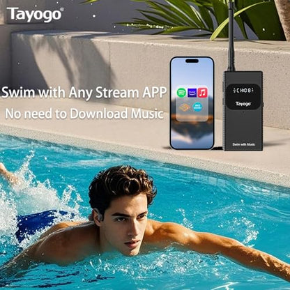 Tayogo IPX8 Waterproof Bone Conduction Bluetooth Headphones – Open-Ear 3-in-1 Bluetooth + FM + Receiver, 15H Playtime, Swim/Running/Cycling Wireless Headset,Compatible T6 Transmitter - color: White