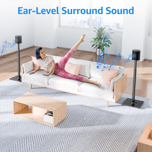 MOUNTUP Speaker Stands for Sonos Era 100, Sonos One, One SL, Play:1, Height Adjustable 35"-43" Floor Standing Speaker Stands Pair with Cable Management, Ear Level Surround Sound, 11lbs Loading, MU9146