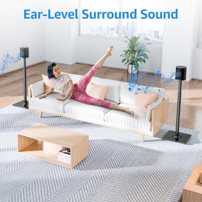 MOUNTUP Speaker Stands for Sonos Era 100, Sonos One, One SL, Play:1, Height Adjustable 35"-43" Floor Standing Speaker Stands Pair with Cable Management, Ear Level Surround Sound, 11lbs Loading, MU9146