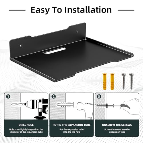Heavy Duty Steel Floating Shelves, Wall Mounted Shelves for Mini Speaker,Mini Cable Box, Space-Saving Storage Shelf for Living Room, Bedroom & Office (1PCS 5.7" x 4.72") - size: 1PCS 5.7" x 4.72"