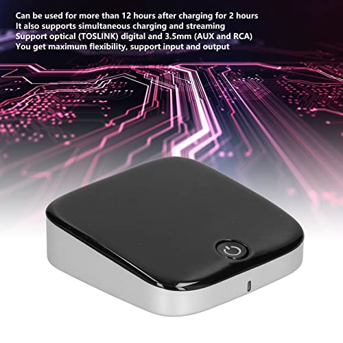 Bluetooth 5.0 Adapter, Portable Wireless Audio Transmitter and Receiver, Low Latency Dual Mode for TV Headphones Home Theater, Black