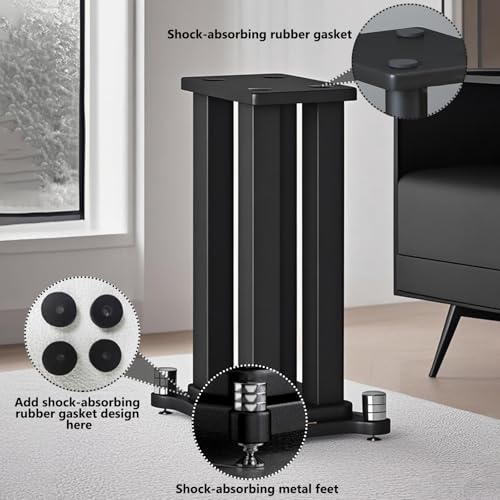 A Pair of Speaker Stands, Bookshelf Speaker Stand Steel Frame Support for Speakers up to 40 kg, Vibration-Absorbing MDF Design, Studio Monitor Stands Improves Sound Quality (70cm/27.5in) - size: 70cm/27.5in