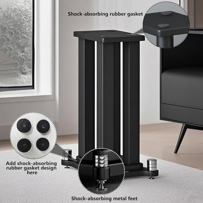A Pair of Speaker Stands, Bookshelf Speaker Stand Steel Frame Support for Speakers up to 40 kg, Vibration-Absorbing MDF Design, Studio Monitor Stands Improves Sound Quality (20cm/7.8in) - size: 20cm/7.8in