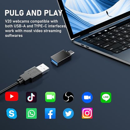 saylas 4K Webcam with Microphone and Speaker, Wide Angle 112°, Remote Control, Autofocus, Digital Zoom, Privacy Cover, Plug & Play Web Streaming Camera for Computer, USB Webcam for Pc - color: 4K/112° FOV