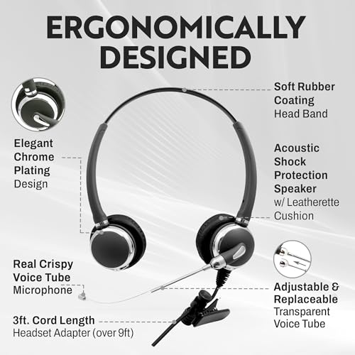 INNOTALK - Headset for Cisco Phone, Pro Voice Tube Mic Wired Headset with QD Sturdy 9 Ft. Cord Pigtail Adapter, Wired Headphones, Cost Effective Corded Headset - size: VoiceTube-Binaural