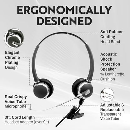 INNOTALK - Headset for Cisco Phone, Pro Voice Tube Mic Wired Headset with QD Sturdy 9 Ft. Cord Pigtail Adapter, Wired Headphones, Cost Effective Corded Headset - size: VoiceTube-Binaural