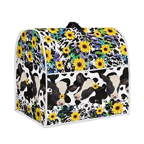 Cow Sunflower Kitchen Mixer Cover Black Leopard Print Blender Replacement Parts for 4.5-5 Quart Machine Washable Stand Mixer Cover with Pocket - color: cow, size: S(4.5-5 qt)