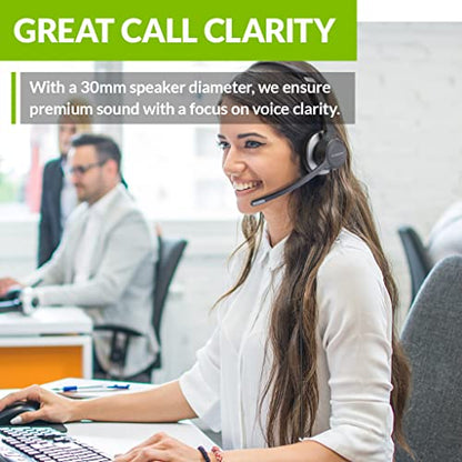 Avantree Dulcet Pro - Wired Headset with ENC Noise Cancelling Microphone, USB-A Connectivity, in-line Controls for Volume & Mic Mute, Adjustable Boom Mic for PC Computer Laptop
