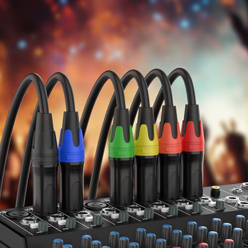 6 Pack, 25 FT XLR Male to XLR Female Cable Professional Balanced Microphone Lead Male to Female Cables, Extension Mic Cable Cord (6 Pack, 25 FT) - size: 25 FT, style: Black 6 Pack
