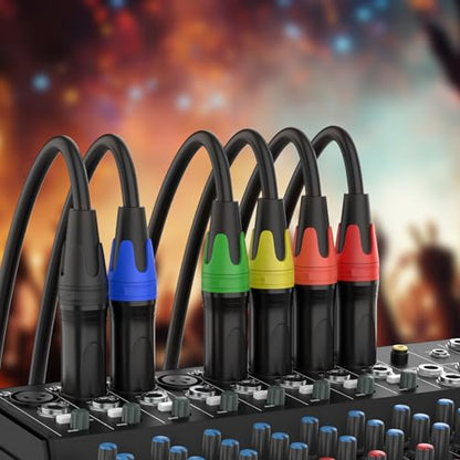 6 Pack, 25 FT XLR Male to XLR Female Cable Professional Balanced Microphone Lead Male to Female Cables, Extension Mic Cable Cord (6 Pack, 25 FT) - size: 25 FT, style: Black 6 Pack