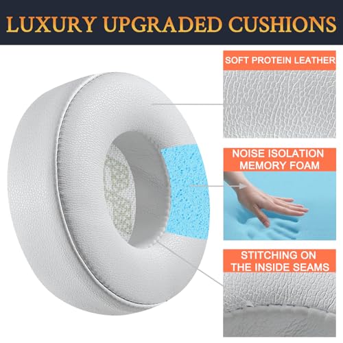SOULWIT Replacement Earpads for JBL Live 670NC On-Ear Headphones(Do Not Fit Tune 670NC), Ear Pads Cushions with Soft Protein Leather and High-Density Noise Isolation Foam - Grey - color: Grey