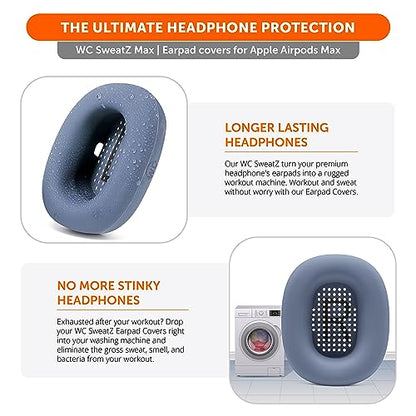 WC SweatZ Max - Patented Silicone Sweat Covers for AirPods Max 1 | Made by Wicked Cushions | (Does Not Fit AirPods Max 2). Sweatproof, Full Earpad Protection | Blue - color: Blue