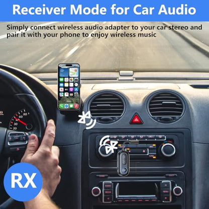SYENGKKY Bluetooth 5.4 Transmitter Receiver - 2-in-1 Bluetooth Wireless Audio Transmitter for Headphones or BT Devices - 3.5mm Audio Jack Adapter for TV, Airplane, Car, PC, Gym Equipment, Switch