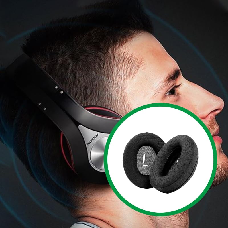 Professional Replacement Earpads for Mpow 059, H1, H5 Bluetooth Headphones - Earpads with Breathable Fabric & Foam - Headphone Earpad - Earpad - Headphone-Replacement-Earpads - Black