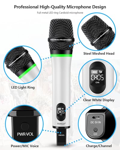 Rechargeable UHF Wireless Microphone with 1/4'' Plug Rechargeable Receiver - color: WXM19 White Black