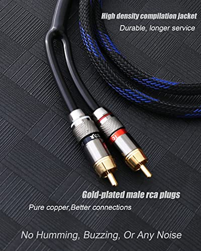 Audiophile HiFi OFC Audio Cable 3.5mm Male to 2 RCA Male Audio Cable for Connects a Smartphone, Tablet, or MP3 Player to a Speaker or Other RCA-Enabled Devices (2M(6.6FT)) - size: 2M(6.6FT)